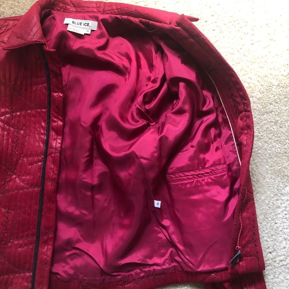 Blue Ice Red Quilted Jacket Sz 10 - Picture 6 of 7